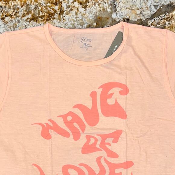 NWT J. Crew Peach W/"Wave of love" Graphic Cropped T-shirt - Picture 4 of 9